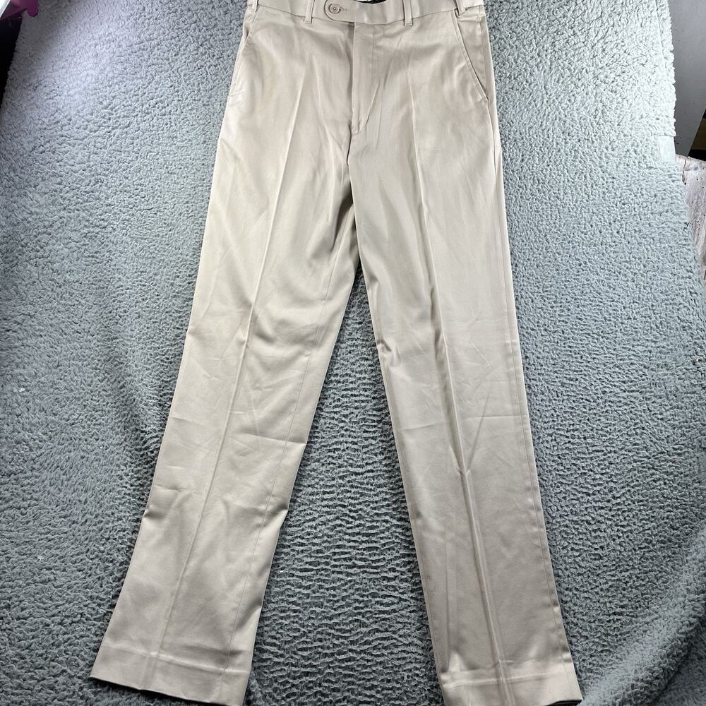 Peter Christian Men's Cotton Silk Blend Chinos 34x34 Tan Flat Front Luxury Pants